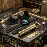 ✈️ COMBO VIAJERO LUXURY: SMARTWATCH AMOLED + AFEITADORA VINTAGE + GAFAS PREMIUM ✈️
